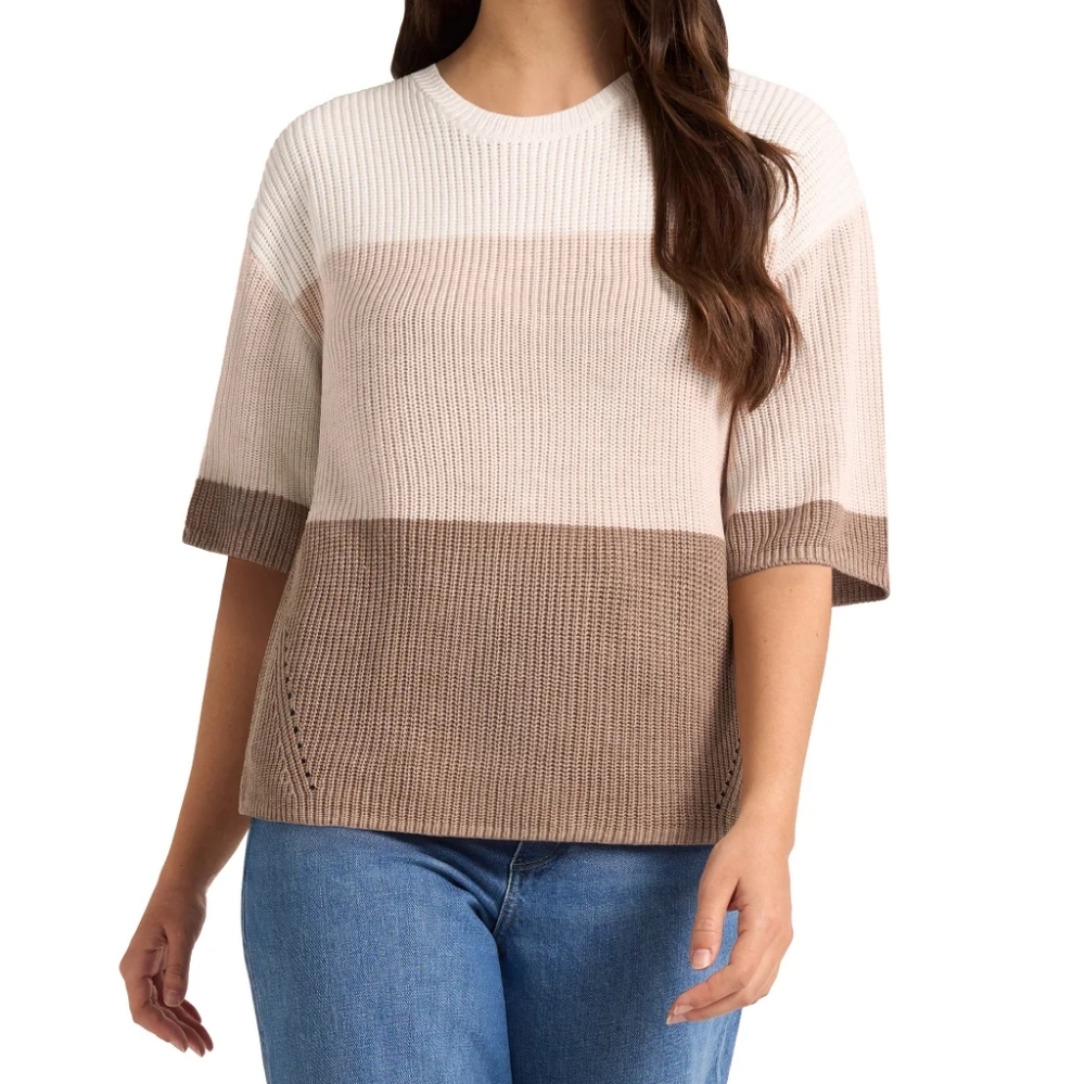 Matty M Women's Elbow Sleeve Colorblock Sweater - Picture 1 of 8